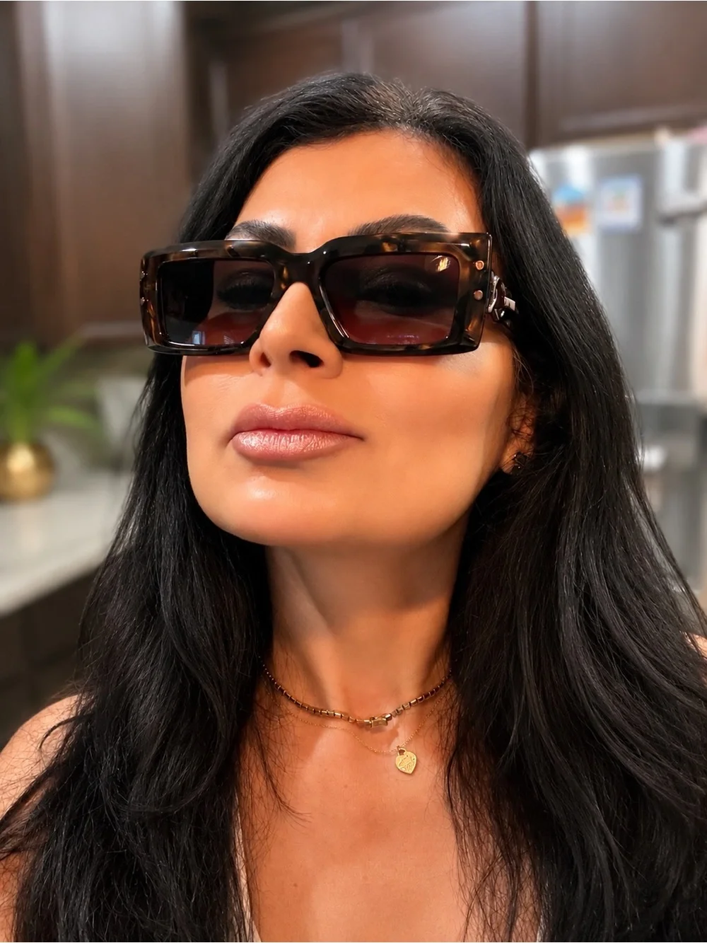 Balmain Brown Tortoiseshell Rectangular Sunglasses with Gradient Lenses